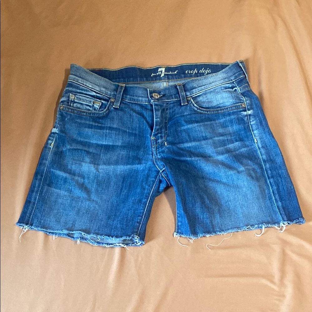 7 For All Mankind Blue Denim Women Shorts Size 29